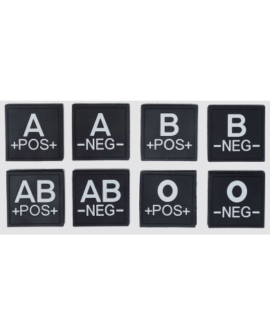 Bloedgroep Rubber Patches Met Klittenband Zwart