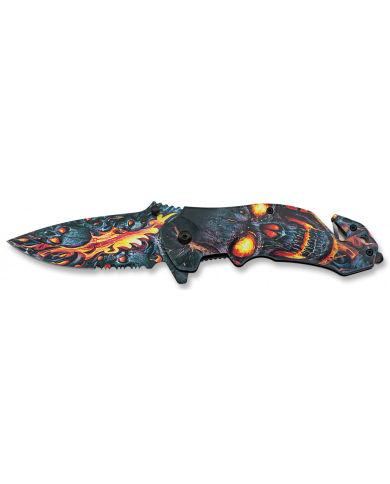 Couteau de Sauvetage "Skull on Flames"